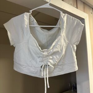 White Ruched Crop Top